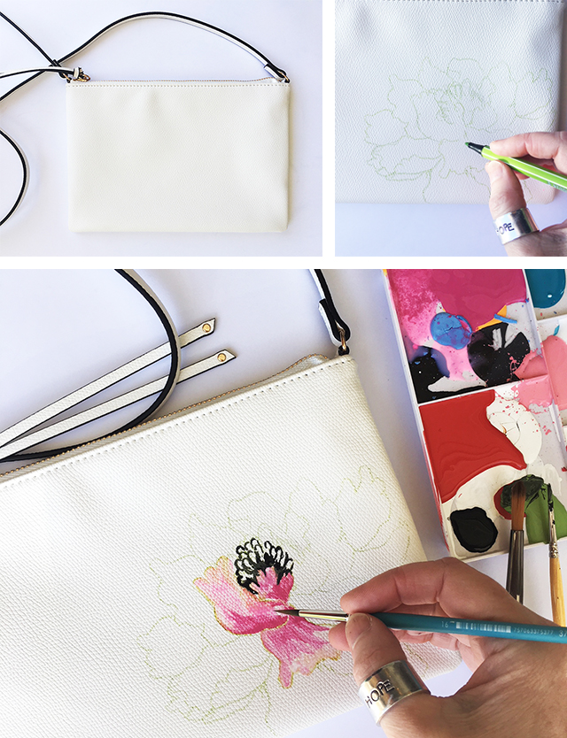 painted peony purse