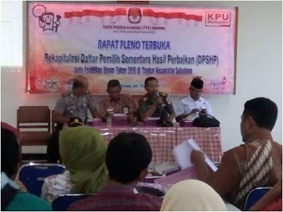 RAPAT PLENO TERBUKA REKAPITULASI DPSHP PADA PEMILU TAHUN 2018  KEC SUKODONO