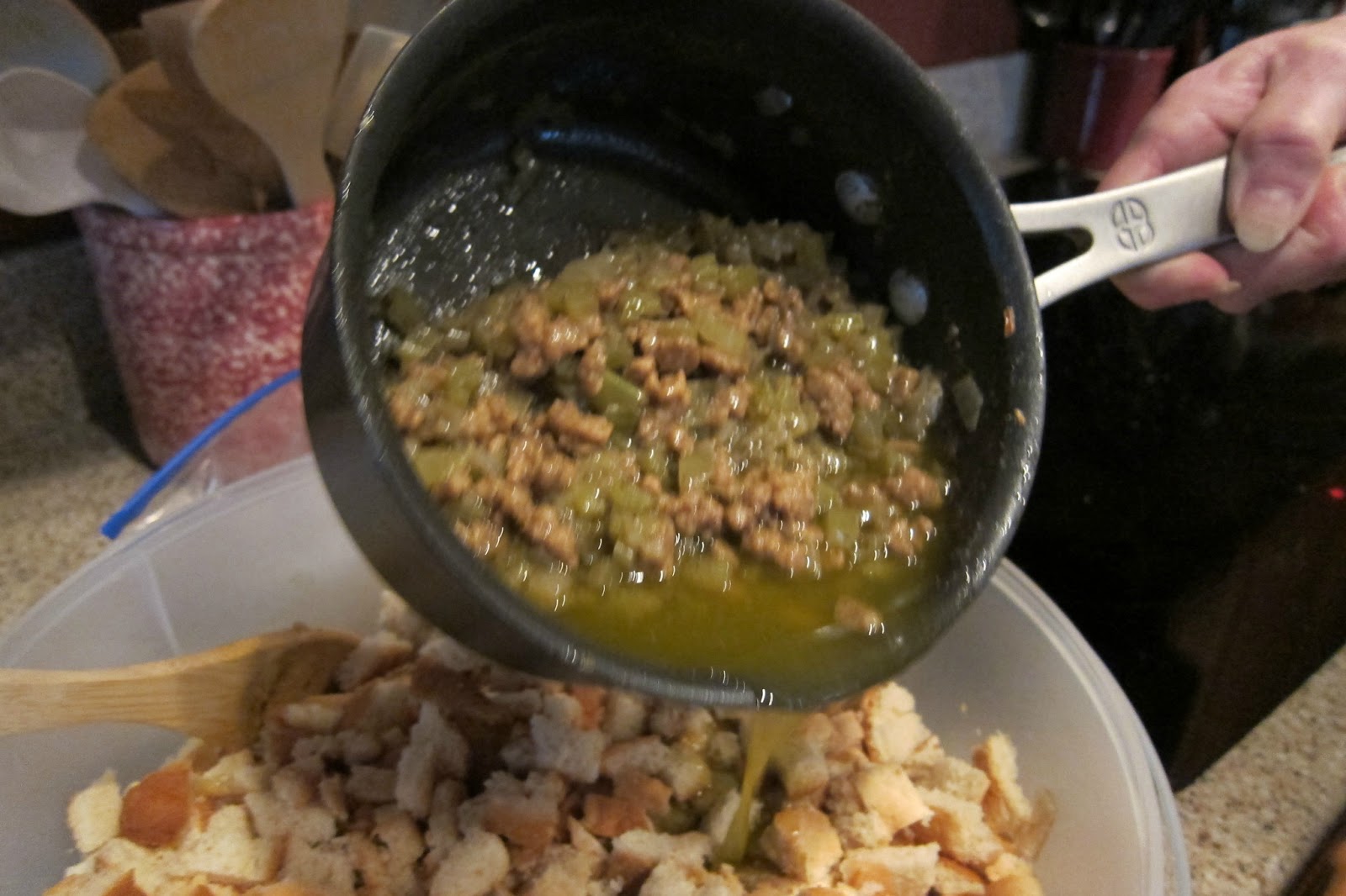 NOVA Frugal Family Thrifty Thursday Sausage Stuffing From Leftover Bread