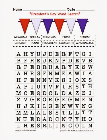 President's Day Word Search For Kids