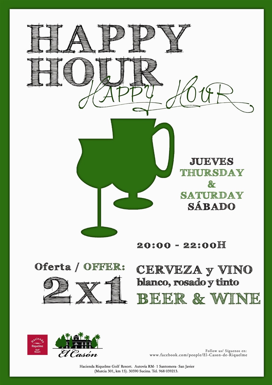 Hacienda Riquelme Blog El Casón. Happy Hour & Menu