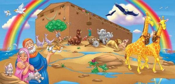 Arca de Noé saliendo los animales