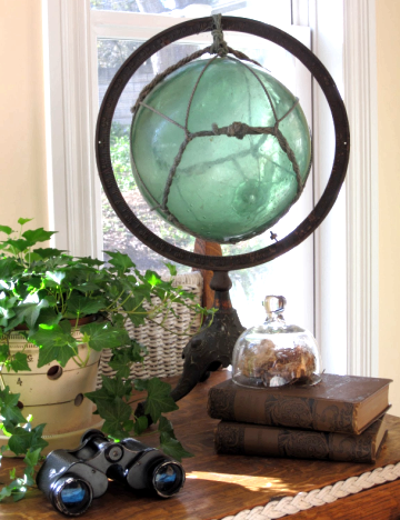 decorative glass ball on stand