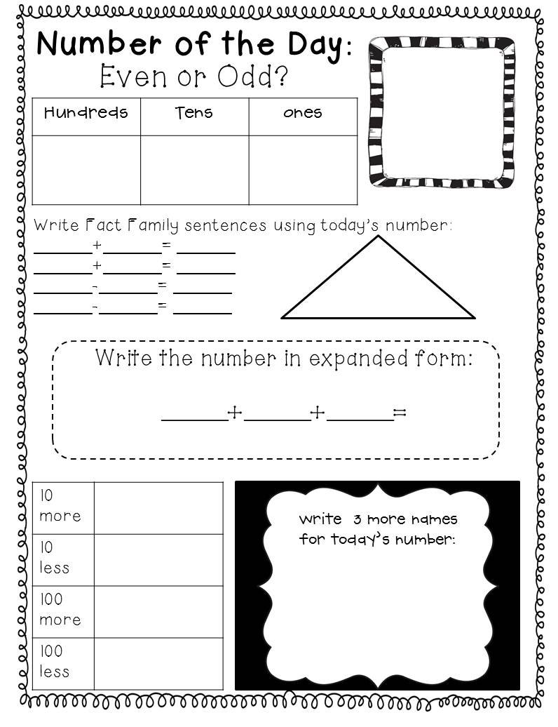 Todays Number Worksheet 2nd Grade