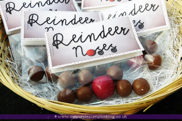 Bags of Reindeer Noses | Christmas Party Favors | The Purple Pumpkin Blog