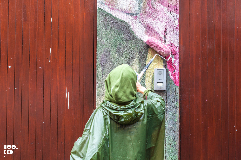 Spanish Street Artist Lula Goce at work on her Waterford Mural.