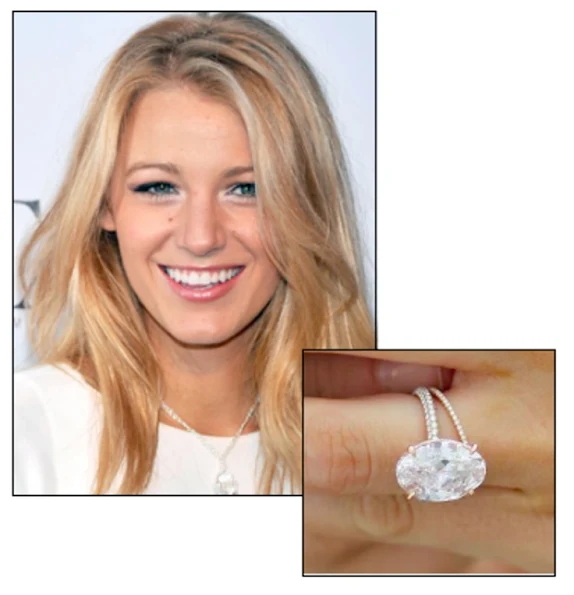 Like many other celebrity engagement rings, Blake’s was designed by jeweler Lorraine Schwartz.