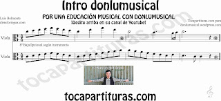 Partitura de la Intro donlumusical para viola en clave de do en 3º línea donlu sheet music