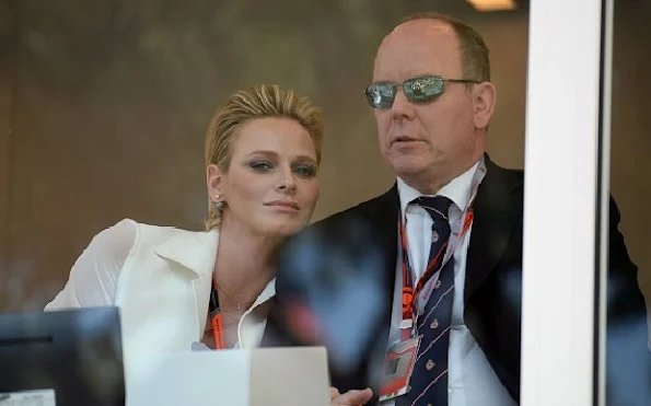 Prince Albert of Monaco and Princess Charlene of Monaco attended the Monaco Formula One Grand Prix at the Monaco street circuit in Monte-Carlo