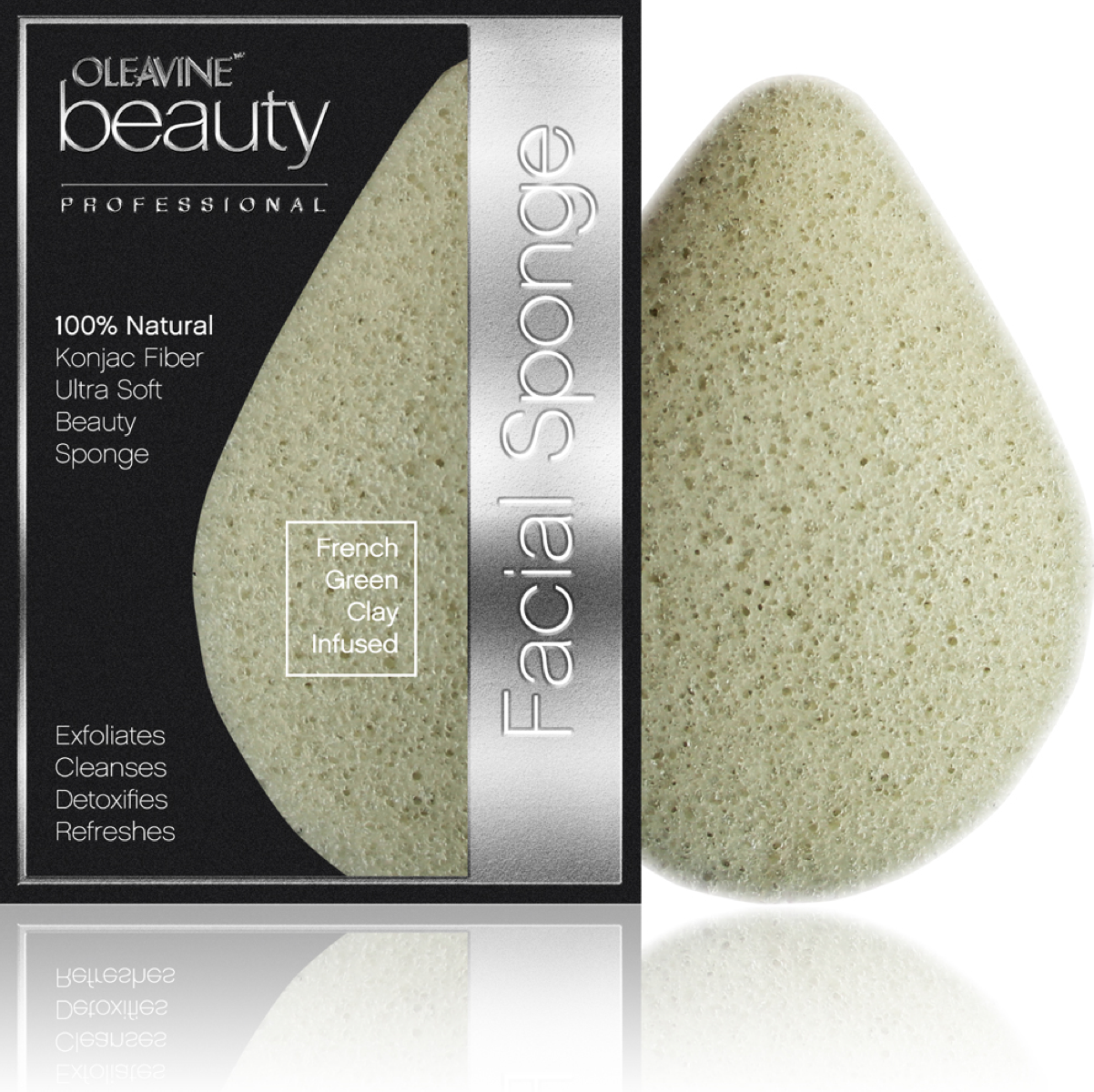 An Apel a Day 100 Plant Based Konjac Sponge Infused with French Green