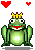 prince charming frog wearing crown happy love hearts bouncing hopping gif cute