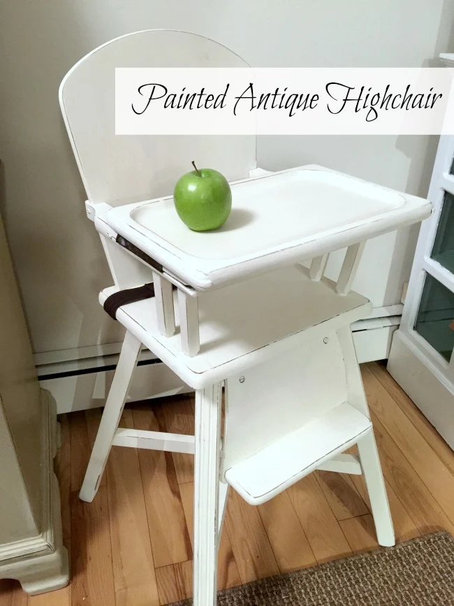 Painted Vintage Baby Highchair with Pinterest overlay