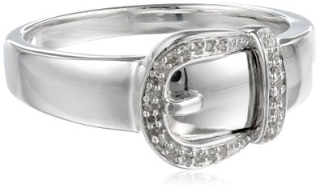 An image of Sterling Silver Buckle Diamond Ring from Amazon site
