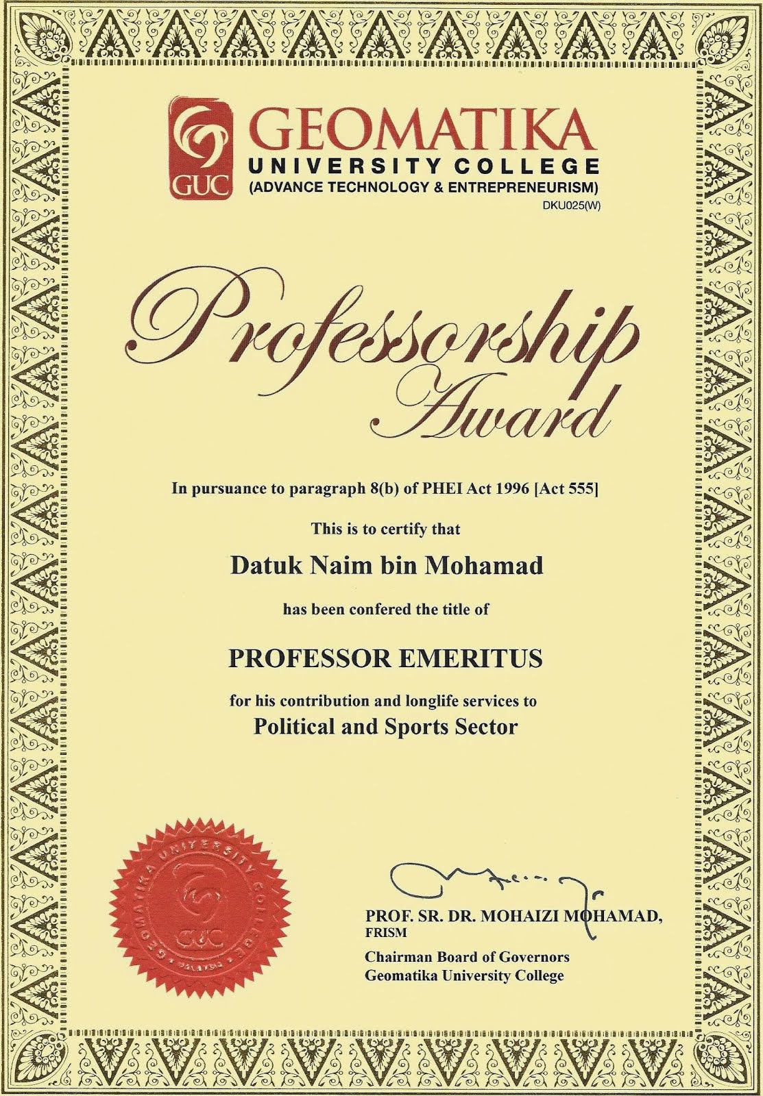 Professorship Award