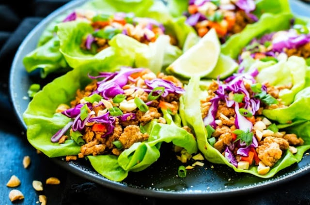 Ground Chicken Thai Lettuce Wraps #healthy #lowcarb