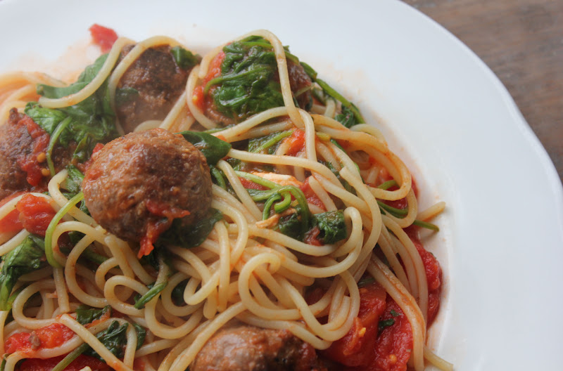 Bethany Spagetti & meatballs with spinach
