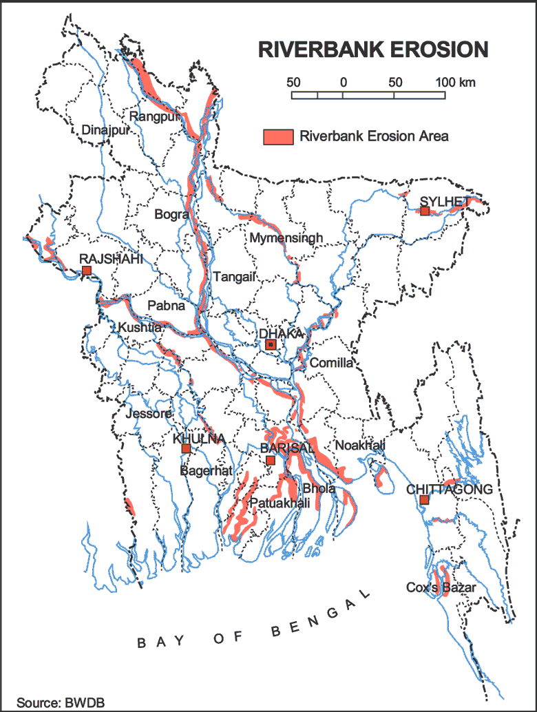 Riverbank Erosion Map Bangladesh