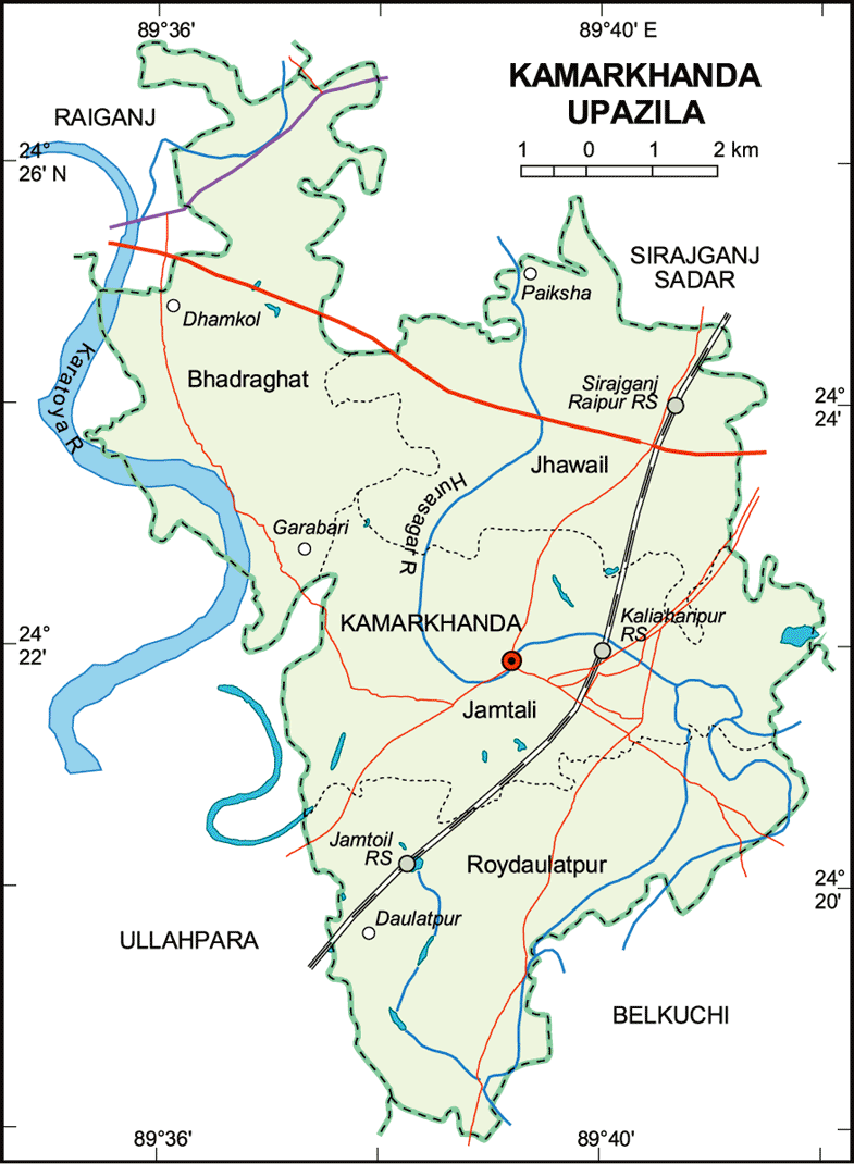 Kamarkhand Upazila Map Sirajganj District Bangladesh