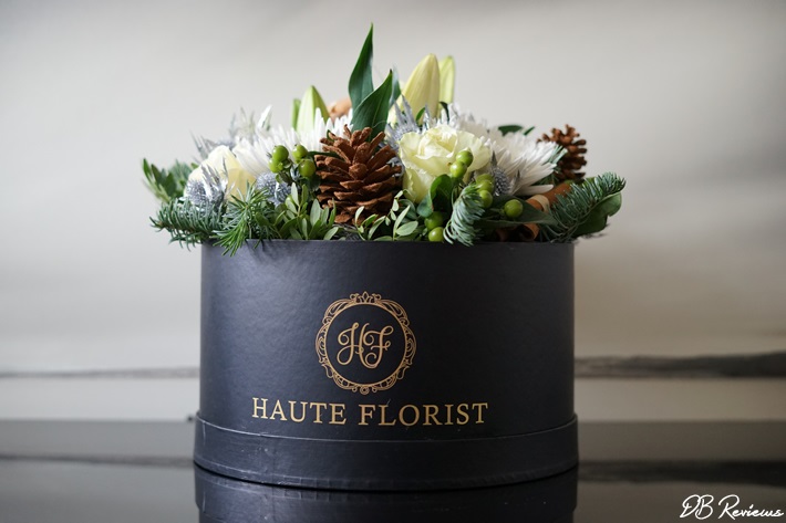 The Holiday hat box bouquet from Prestige Flowers