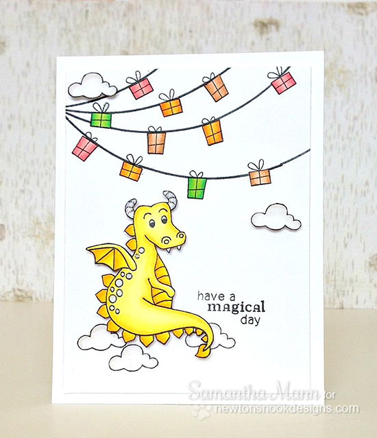 Dragon card by Samantha Mann for Newton's Nook Designs | Magical Dreams Stamp set 