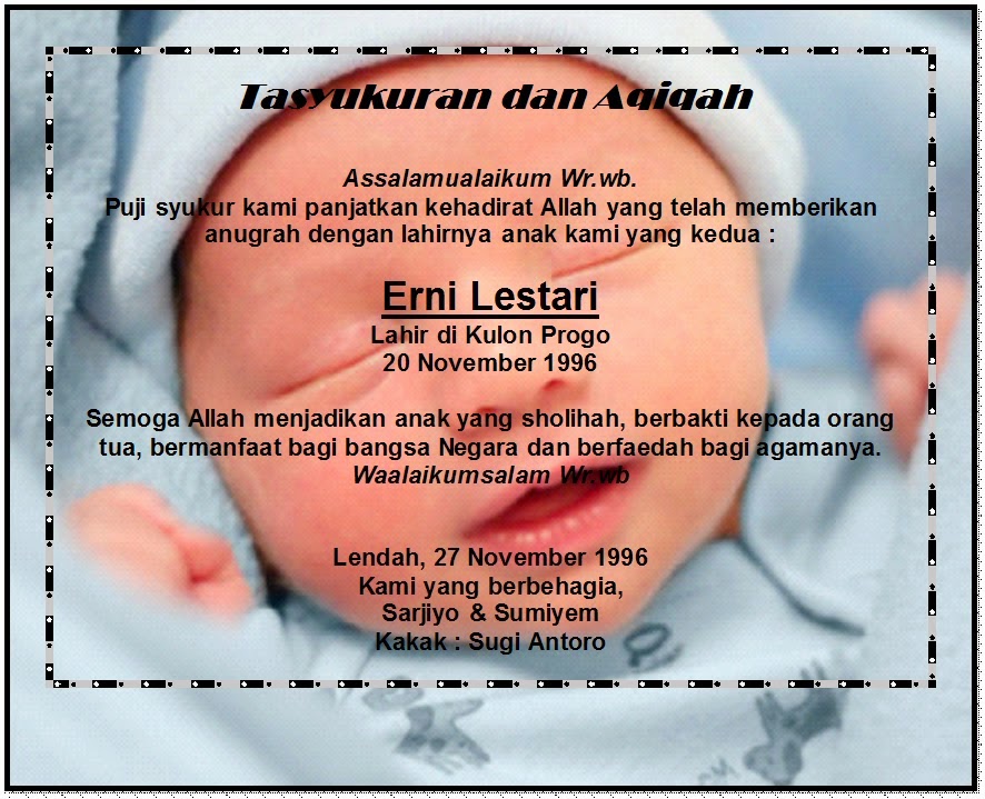 MY BLUE BLOG CONTOH SELEBARAN TASYUKURAN DAN AQIQAH