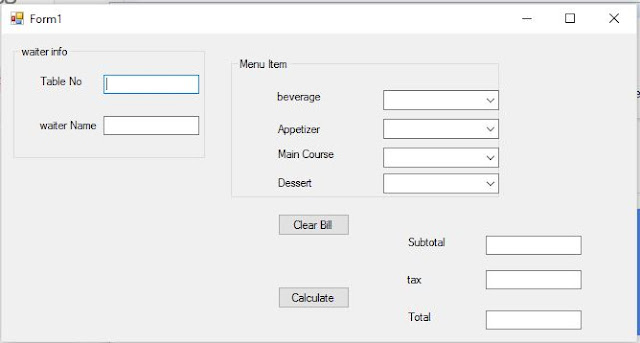 Restaurant Bill Calculator using Combo Box in C# - Tech Spider