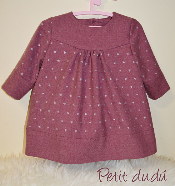 VESTIDO BURDEOS CON ESTRELLITA PLATA petitdudu