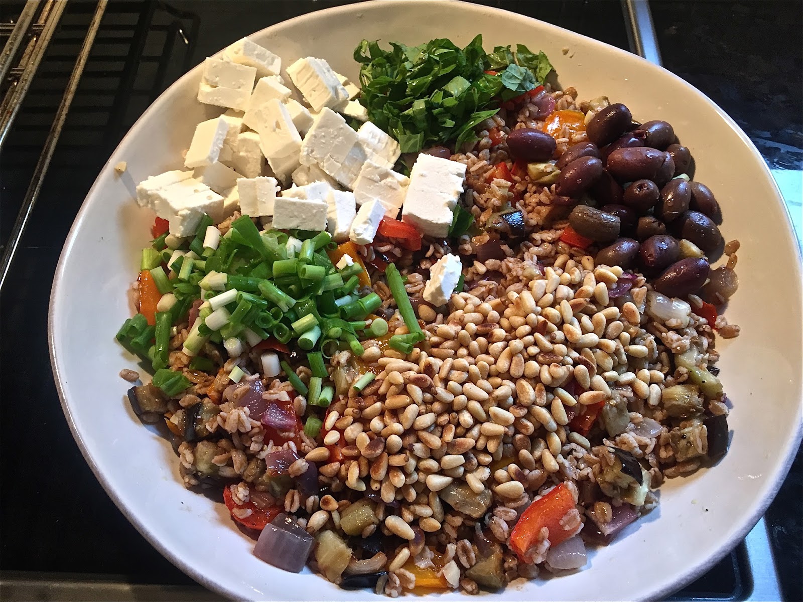 Homemade By Mary ROASTED VEGETABLE FARRO SALAD with FETA and KALAMATA