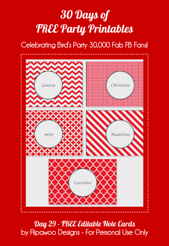 Free Printable Editable Note Cards Party Ideas Party Printables Blog