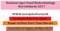 National Agri-Food Biotechnology Recruitment 2017– Part Time Doctor