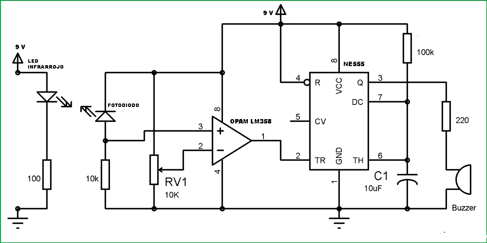 Proyectos prácticos de Electrónica y Robótica Circuito de alarma basado en led infrarrojo