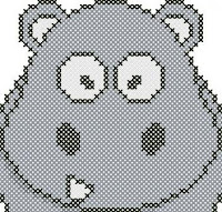 Cartoon Hippo cross-stitch pattern preview Free cross-stitch patterns