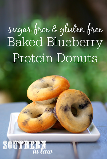 Low Carb Blueberry Protein Donuts Recipe - baked donuts recipe, sugar free, high protein, gluten free, protein powder, healthy, low fat, low calorie