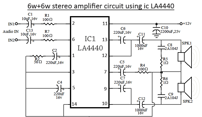 LA4440 Stereo Amplifier Circuit Diagram | Circuits Diagram Lab