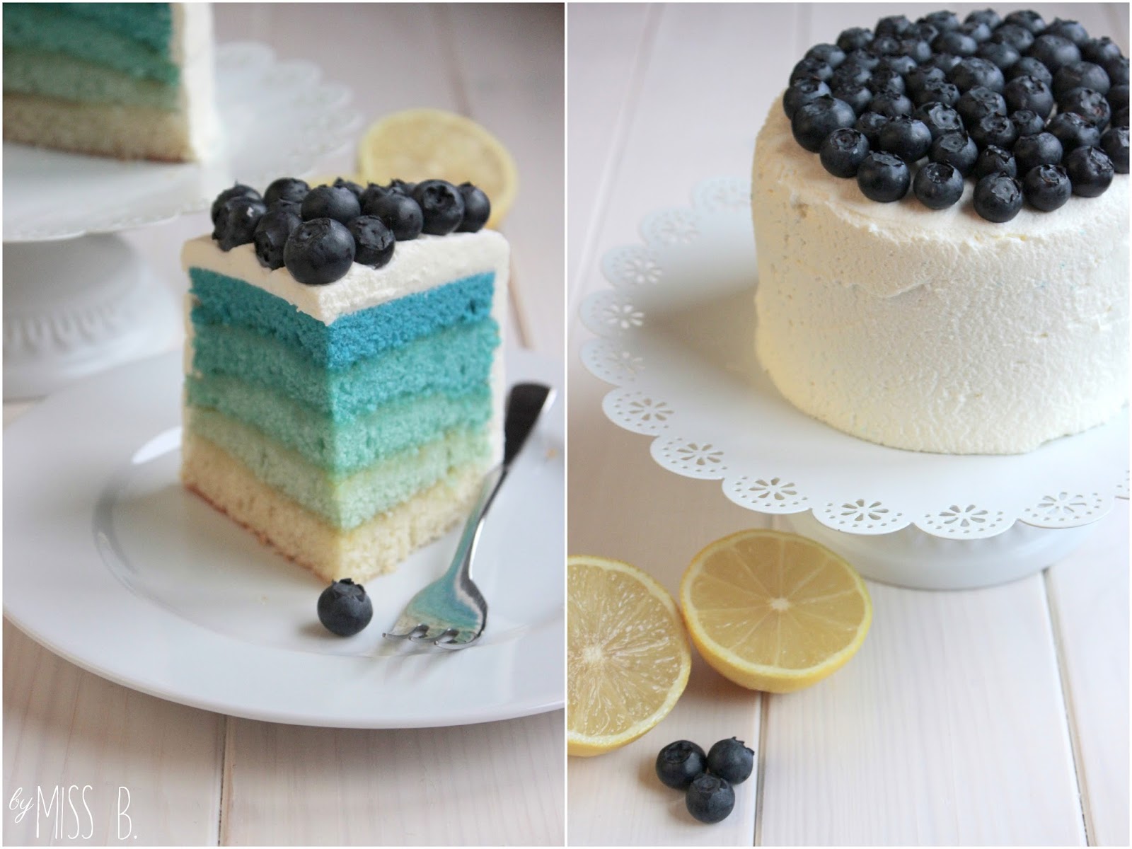 Blue Ombre Cake Mit Blaubeeren