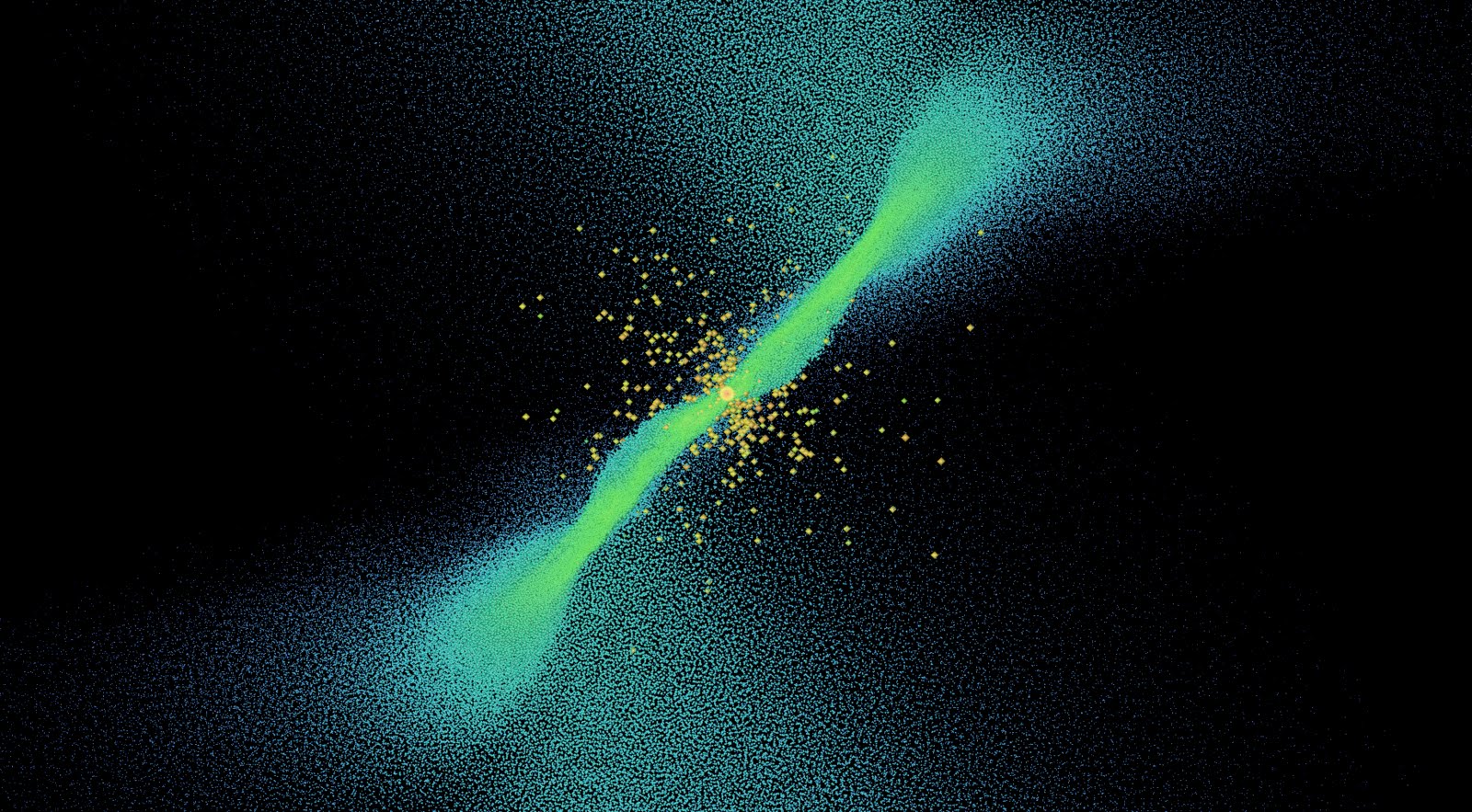 simulacion de la formacion de un cluster mediante una colision