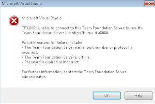TF31002: Unable to connect to this Team Foundation Server