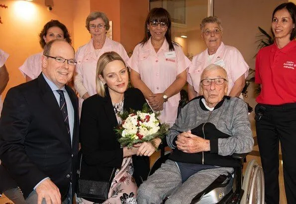 Princess Grace Hospital and presented the traditional Christmas gifts floral maxi belted dress. Peter Pilotto, Christian Dior