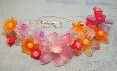 Flora: Lucite flowers, silver wire, OOAK necklace :: All Pretty Things