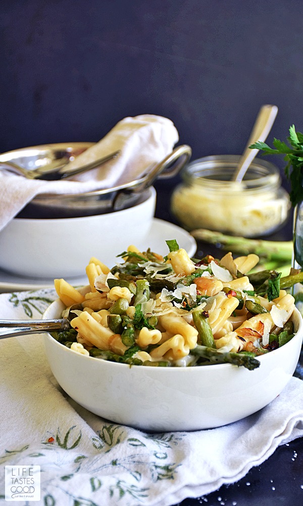 Brie and Asparagus Pasta SundaySupper Life Tastes Good