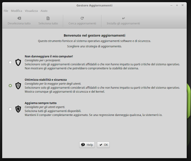Linux Mint 18 "Cinnamon": Guida post installazione 3 aggiornamenti%2Bscelta