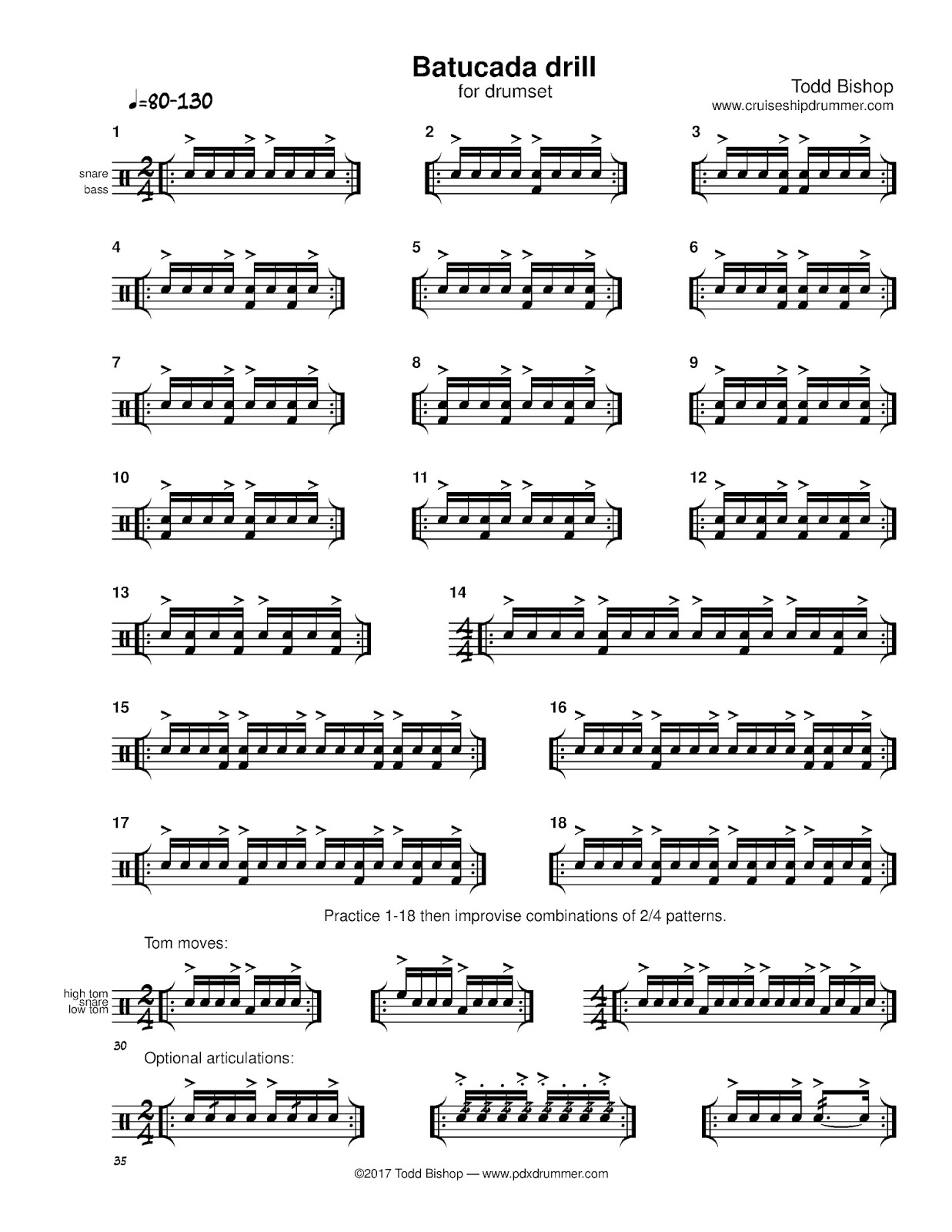 Cruise Ship Drummer! Batucada drill for drumset