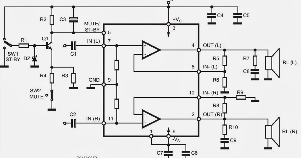 TDA7265 subwoofer circuit diagram