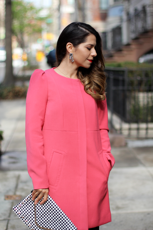 The Corporate Catwalk by Olivia : Spring Weekend | Pink Coat + Black Dress