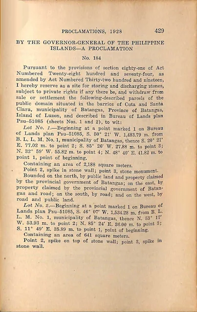 Proclamation No. 184 s. 1928 English version.
