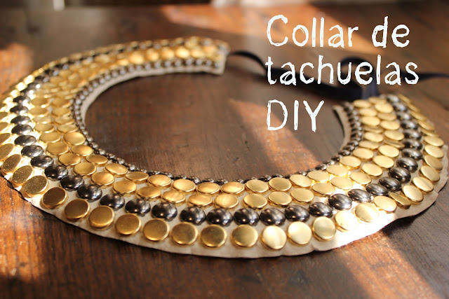 DIY como hacer un collar con tachuelas. Blog de moda, costura y DIY.