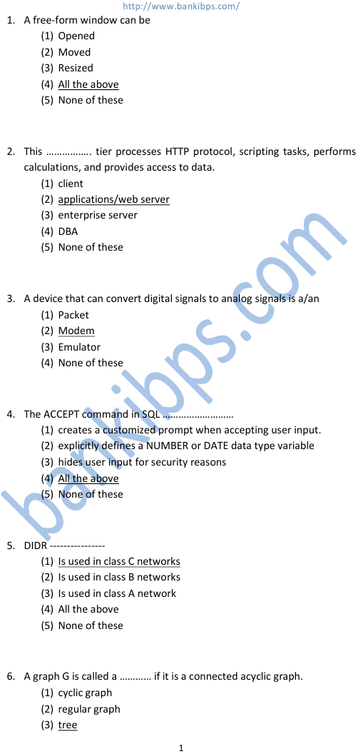 sample question paper for bank it officer exam