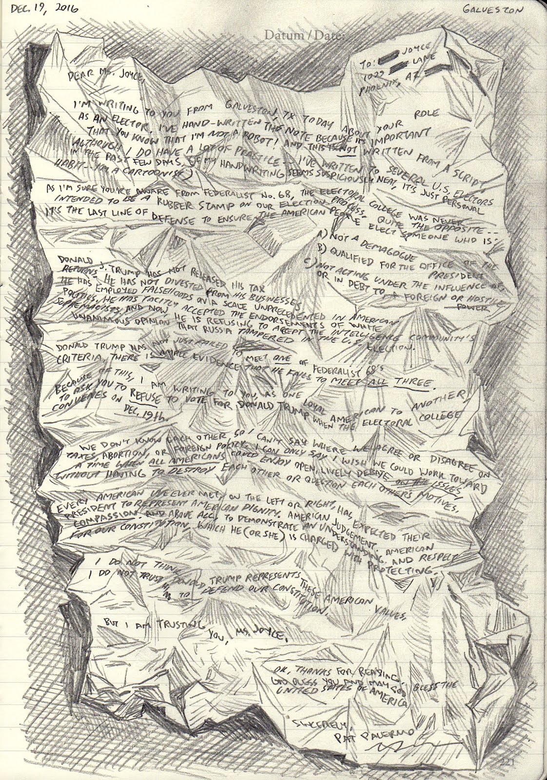 Pat Palermo's Galveston Drawing Diary