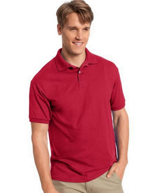 Hanes 054X Mens Comfortblend Jersey Polo - Deep Red – XL