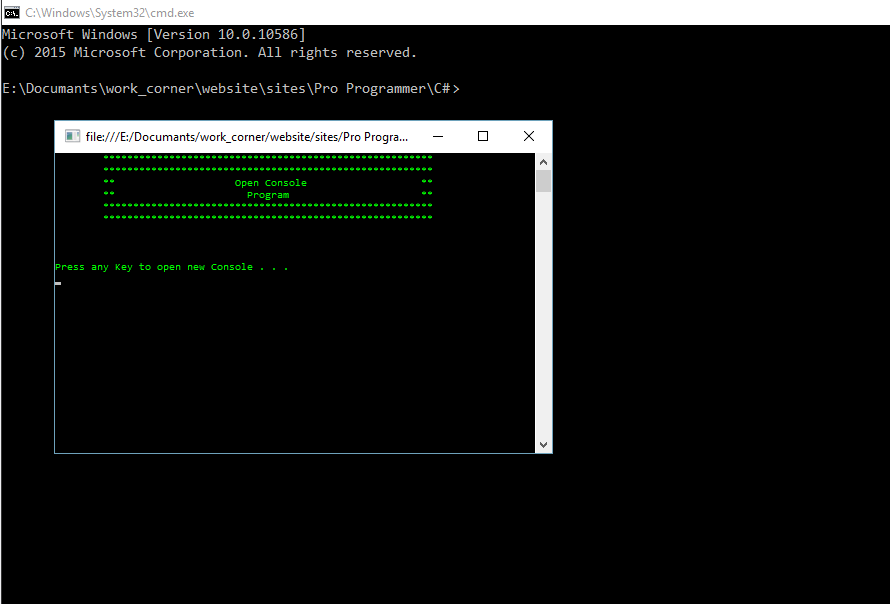C Program to Open Command Prompt Mode with Code PProgramming